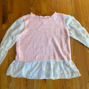 Anthropologie Sheer Embossed Layered Knit Sweater Vest/Blouse